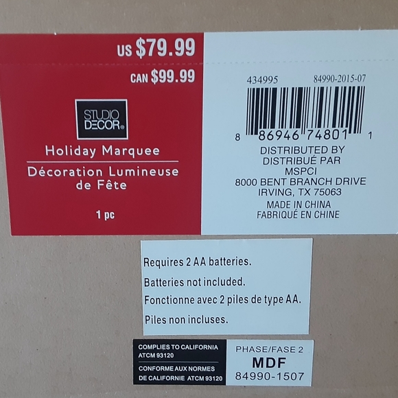 Christmas "Merry & Bright" Holiday Light-Up Marquee Sign - Picture 6 of 7